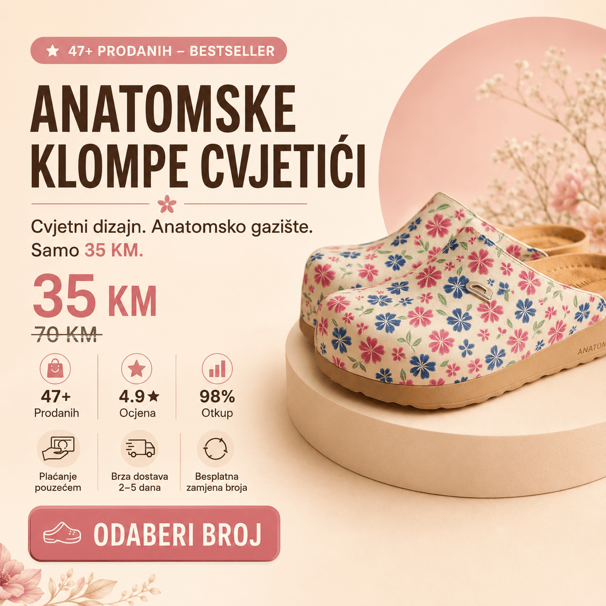 Anatomske klompe Cvjetići – Obuća i Papuče – 37 – slika 7