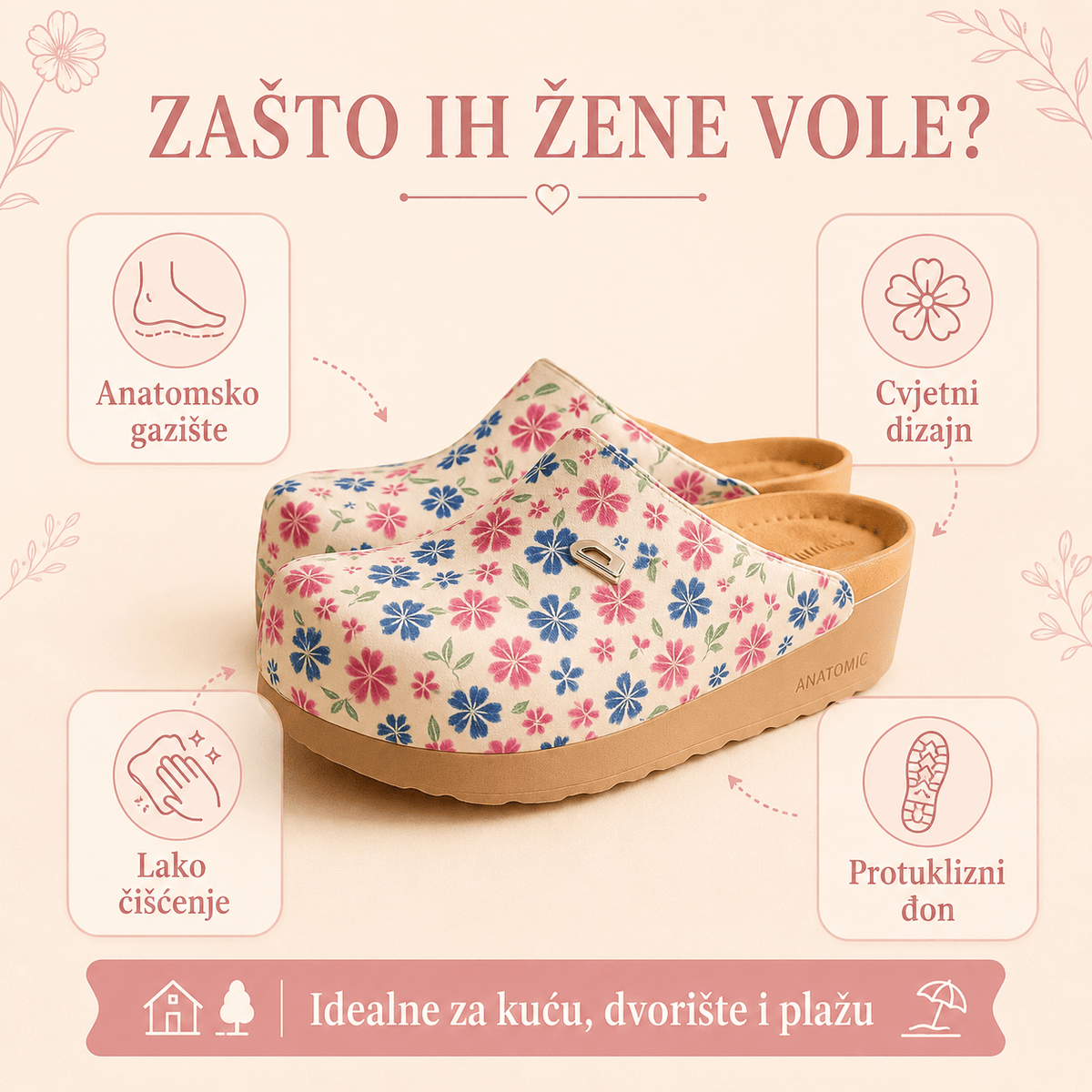 Anatomske klompe Cvjetići – Obuća i Papuče – 37 – slika 4