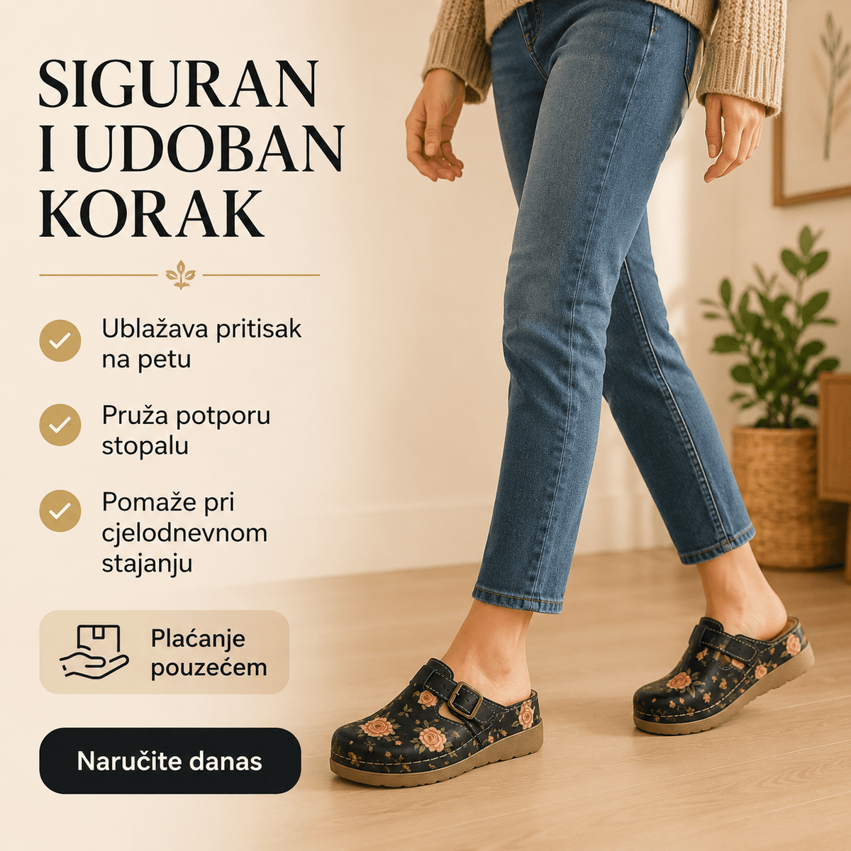 Anatomske klompe Roses Black – Obuća i Papuče – 37 – slika 4