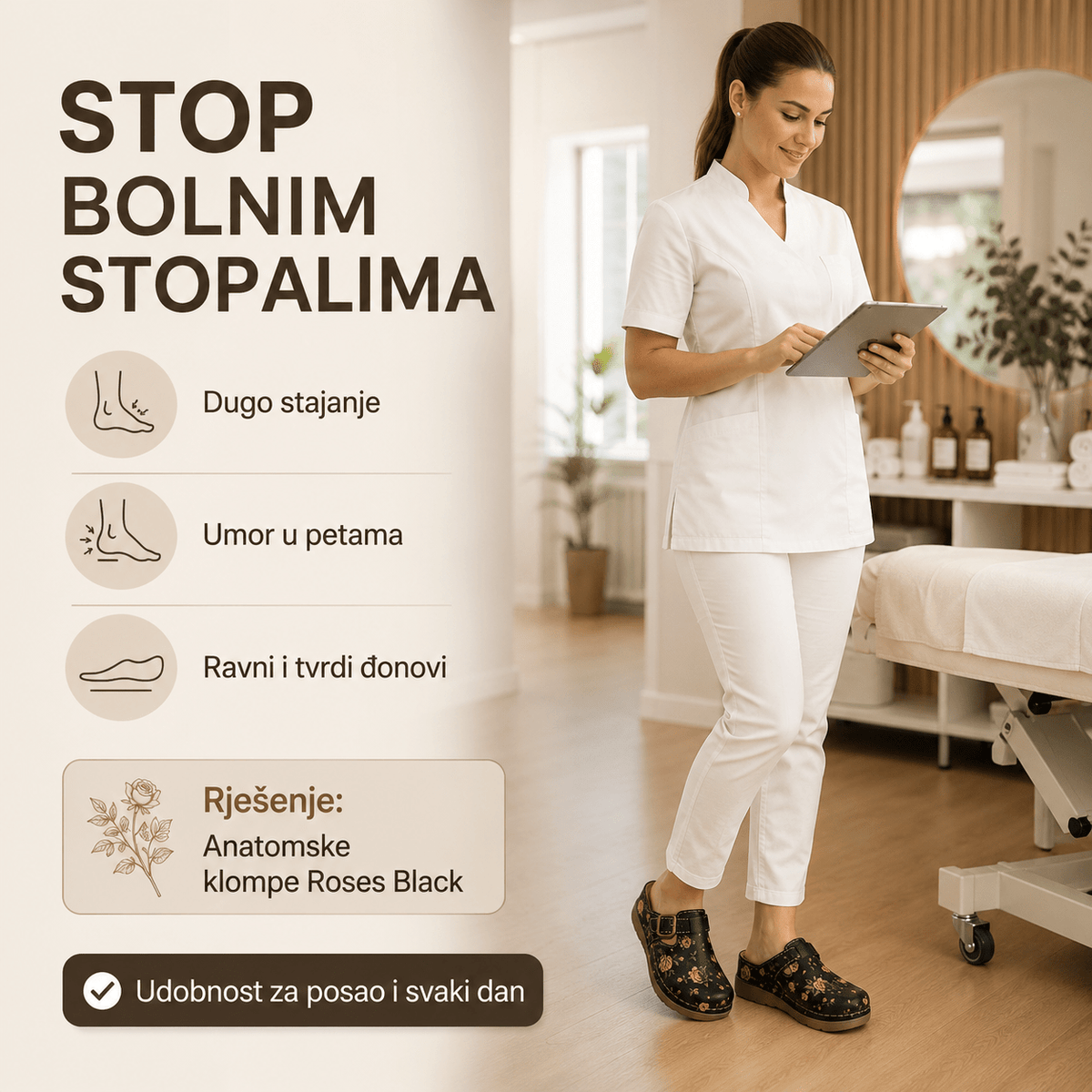 Anatomske klompe Roses Black – Obuća i Papuče – 37 – slika 8