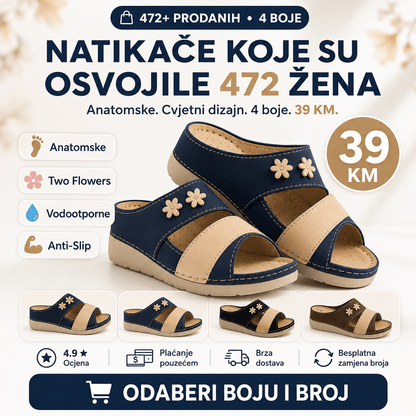 Anatomske natikače Two Flowers – Obuća i Papuče – Plava 37 – slika 5