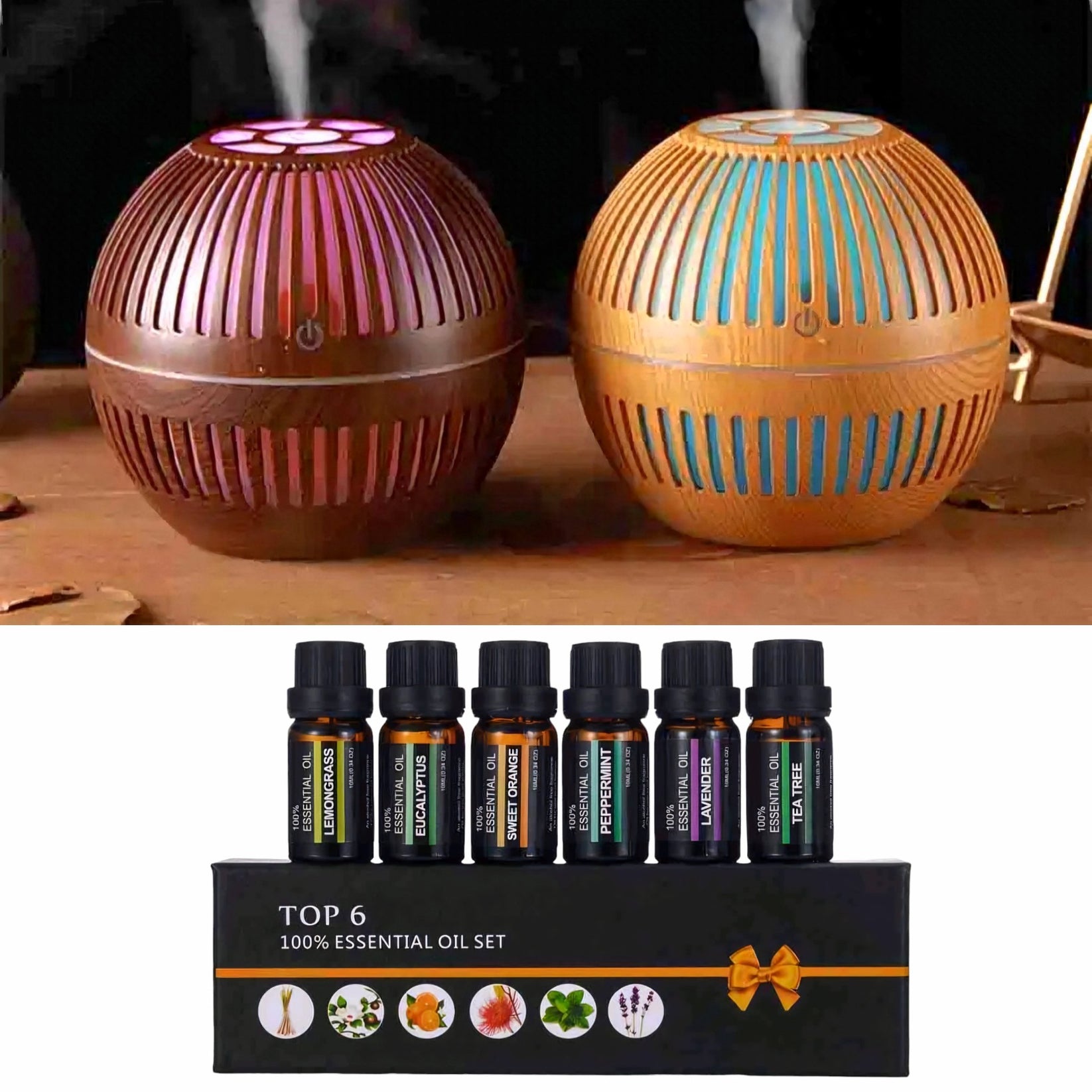 Aroma Difuzor 200 ml + GRATIS Set Eteričnih Ulja – – – slika 1