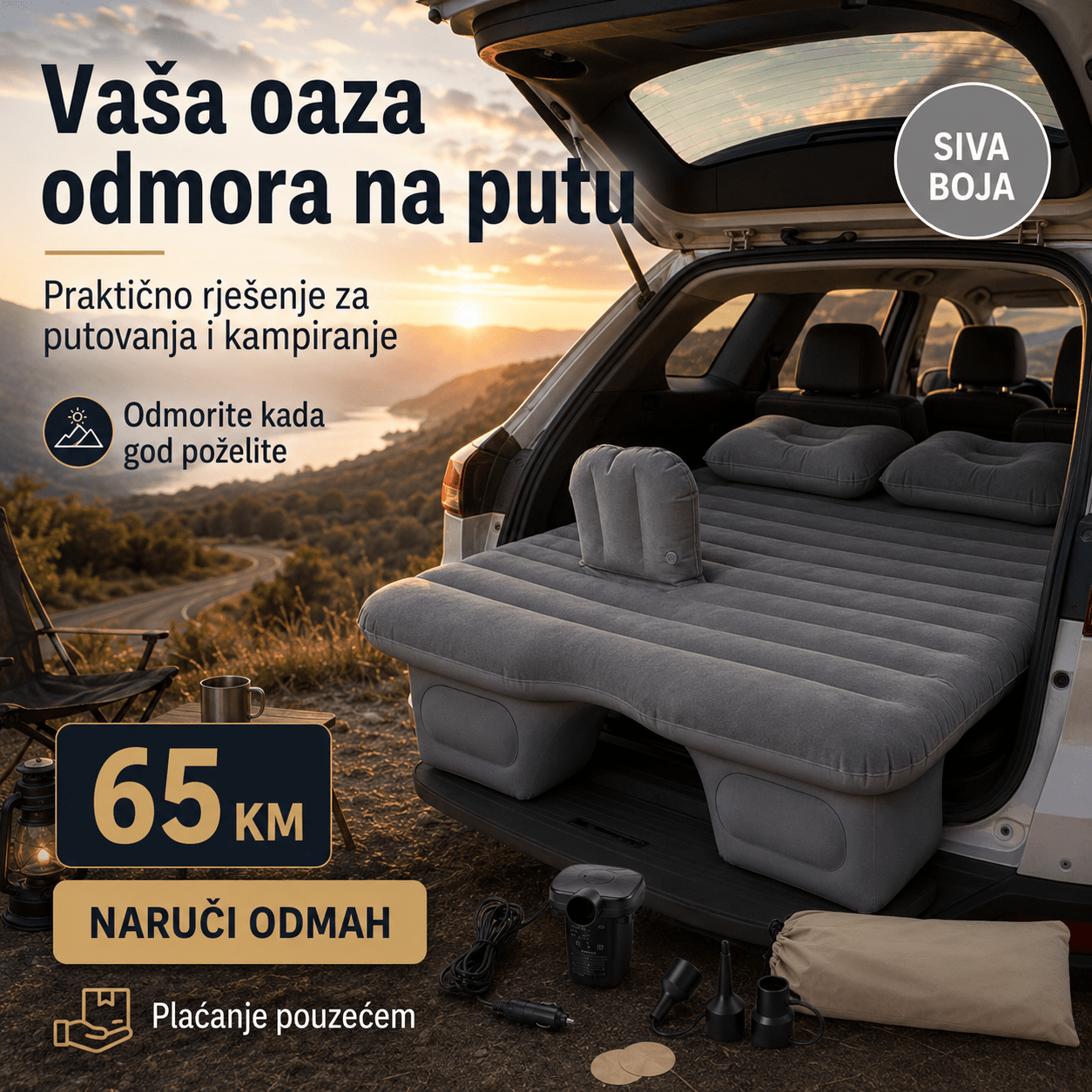 Auto Dušek sa Pumpom i Jastucima – Bazeni i Ljetna Zabava – Crna – slika 15
