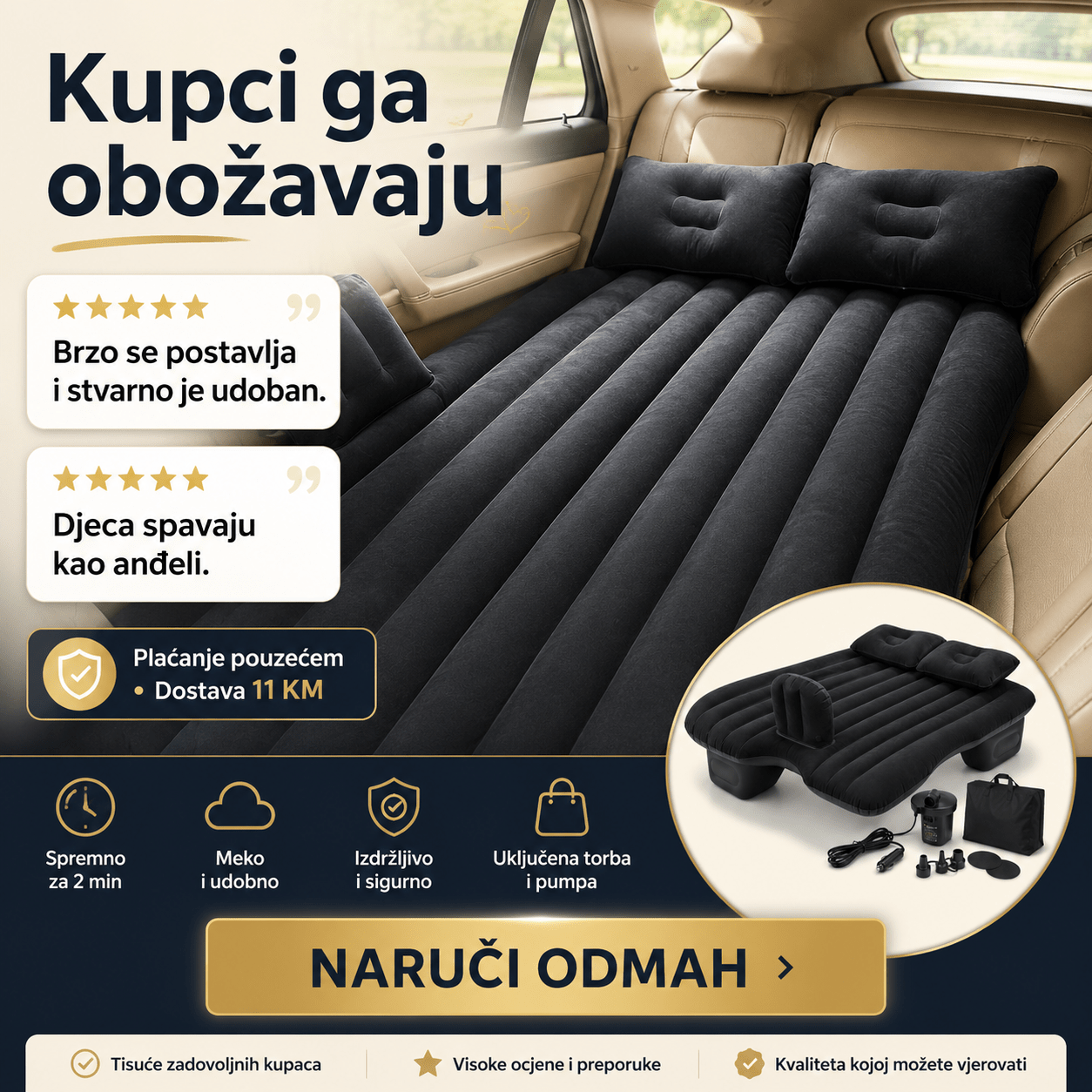 Auto Dušek sa Pumpom i Jastucima – Bazeni i Ljetna Zabava – Crna – slika 8
