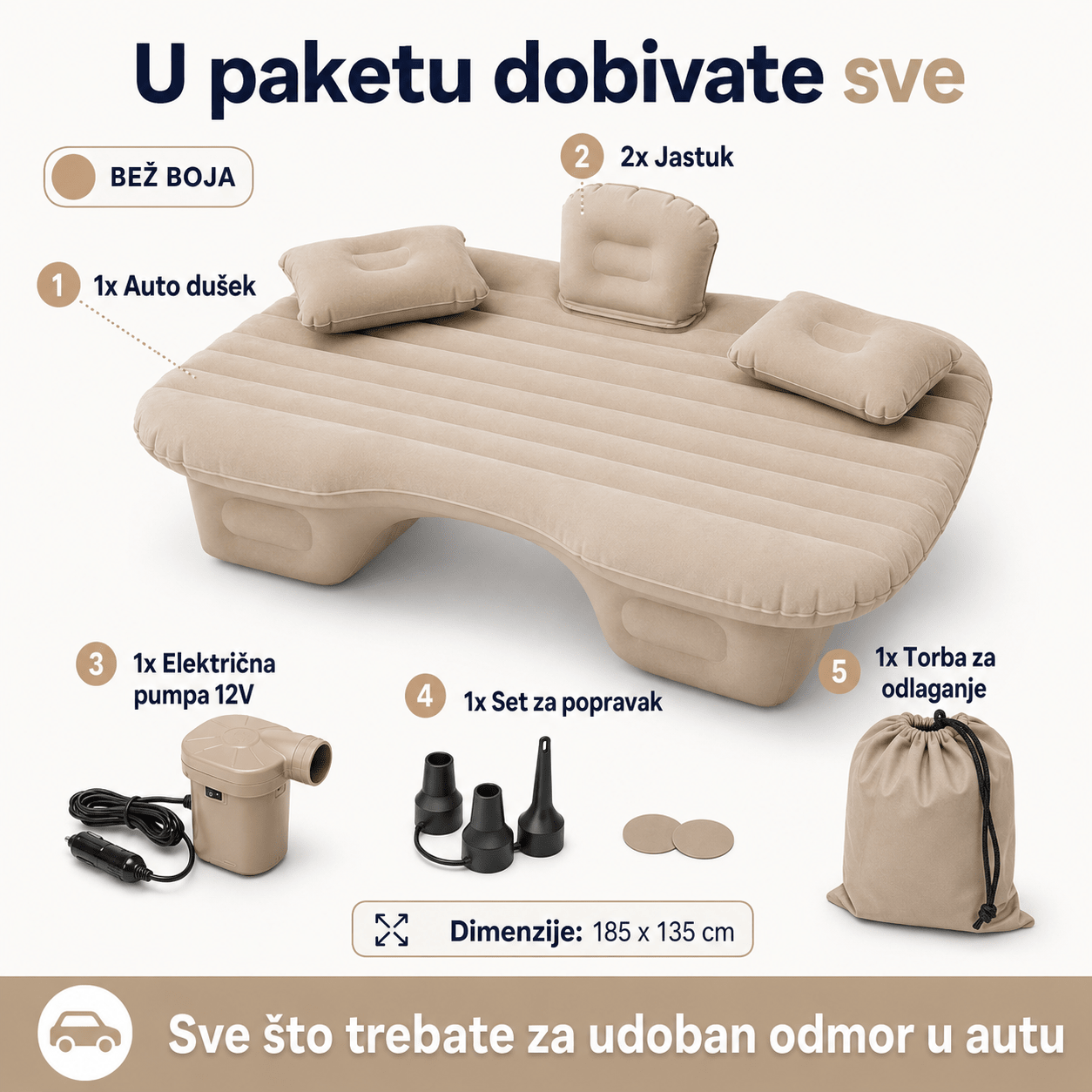 Auto Dušek sa Pumpom i Jastucima – Bazeni i Ljetna Zabava – Crna – slika 18