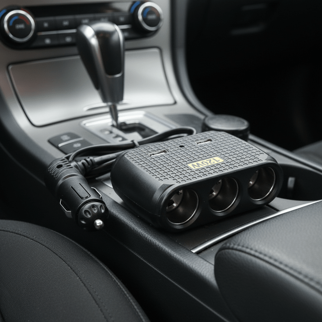 Auto Punjač Razdjelnik sa 3 Utičnice i 2 USB Porta 120W – Standardni Model – Auto oprema – Crna Univerzalna – slika 6
