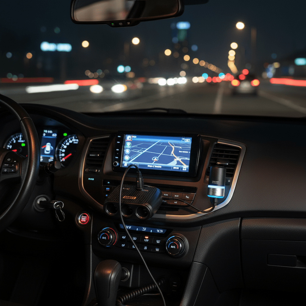Auto Punjač Razdjelnik sa 3 Utičnice i 2 USB Porta 120W – Standardni Model – Auto oprema – Crna Univerzalna – slika 4