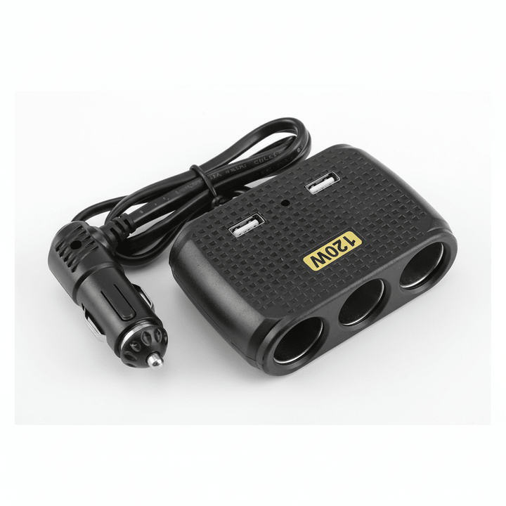 Auto Punjač Razdjelnik sa 3 Utičnice i 2 USB Porta 120W – Standardni Model