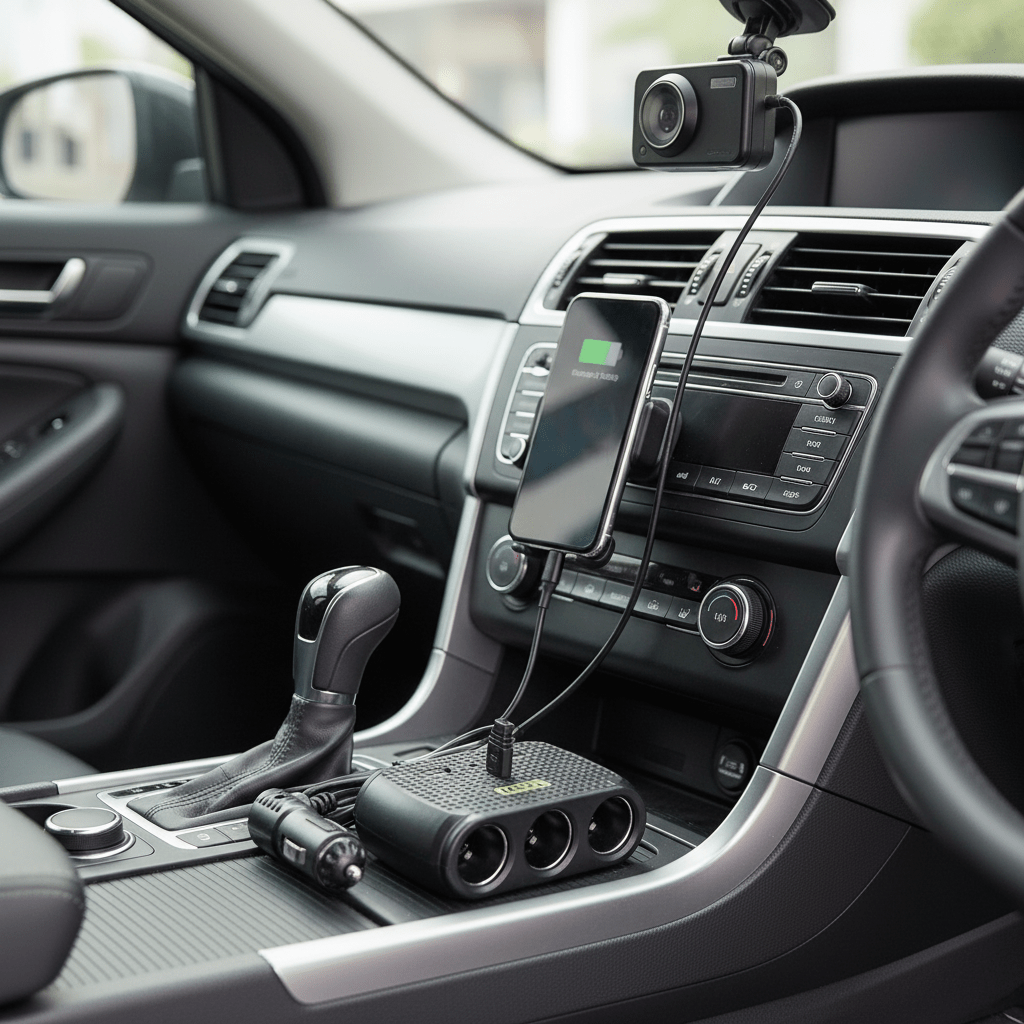 Auto Punjač Razdjelnik sa 3 Utičnice i 2 USB Porta 120W – Standardni Model – Auto oprema – Crna Univerzalna – slika 2
