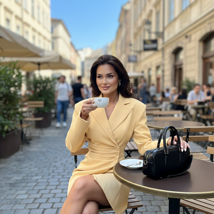 Elegantna Žuta Blazer Haljina - Univerzalna Veličina | SAMO KLIKNI Slika 4