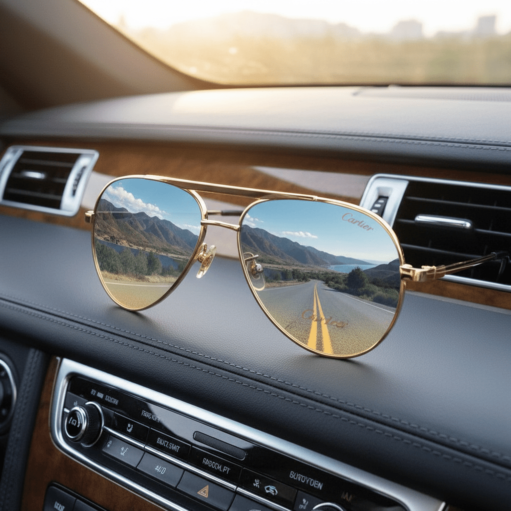 Aviator Sunčane Naočale s Gradient Lećama – Sunčane Naočale – Zlatni okvir / Gradient plavo - žute leće – slika 6