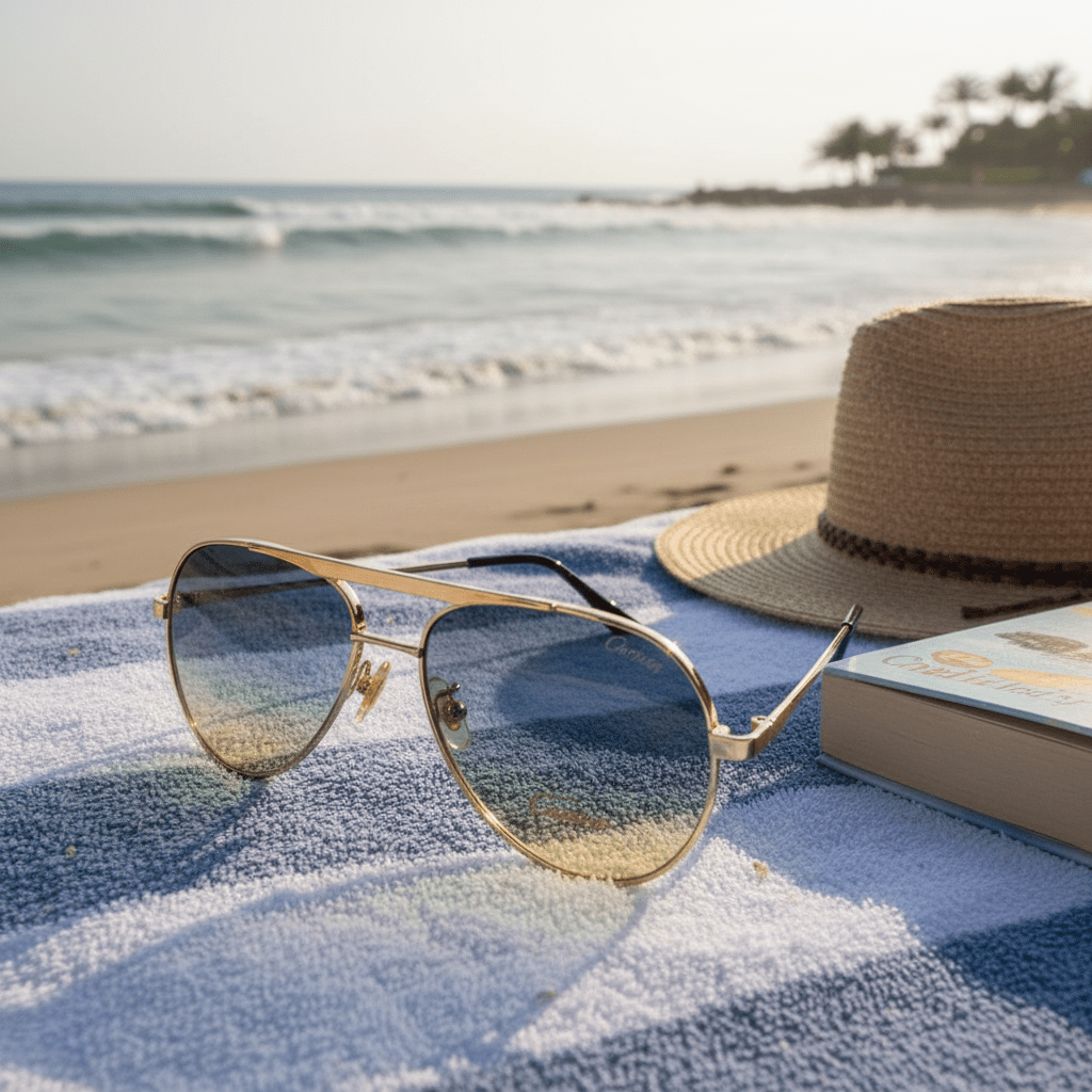 Aviator Sunčane Naočale s Gradient Lećama – Sunčane Naočale – Zlatni okvir / Gradient plavo - žute leće – slika 4