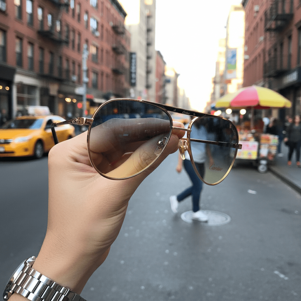 Aviator Sunčane Naočale s Gradient Lećama – Sunčane Naočale – Zlatni okvir / Gradient plavo - žute leće – slika 5