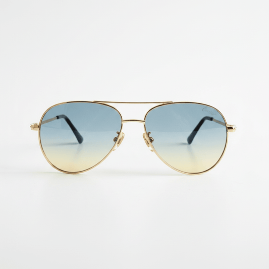 Aviator Sunčane Naočale s Gradient Lećama – Sunčane Naočale – Zlatni okvir / Gradient plavo - žute leće – slika 1