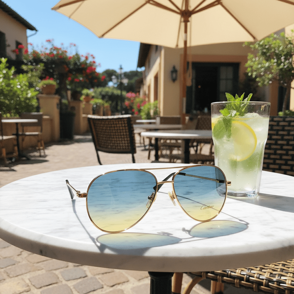 Aviator Sunčane Naočale s Gradient Lećama – Sunčane Naočale – Zlatni okvir / Gradient plavo - žute leće – slika 2