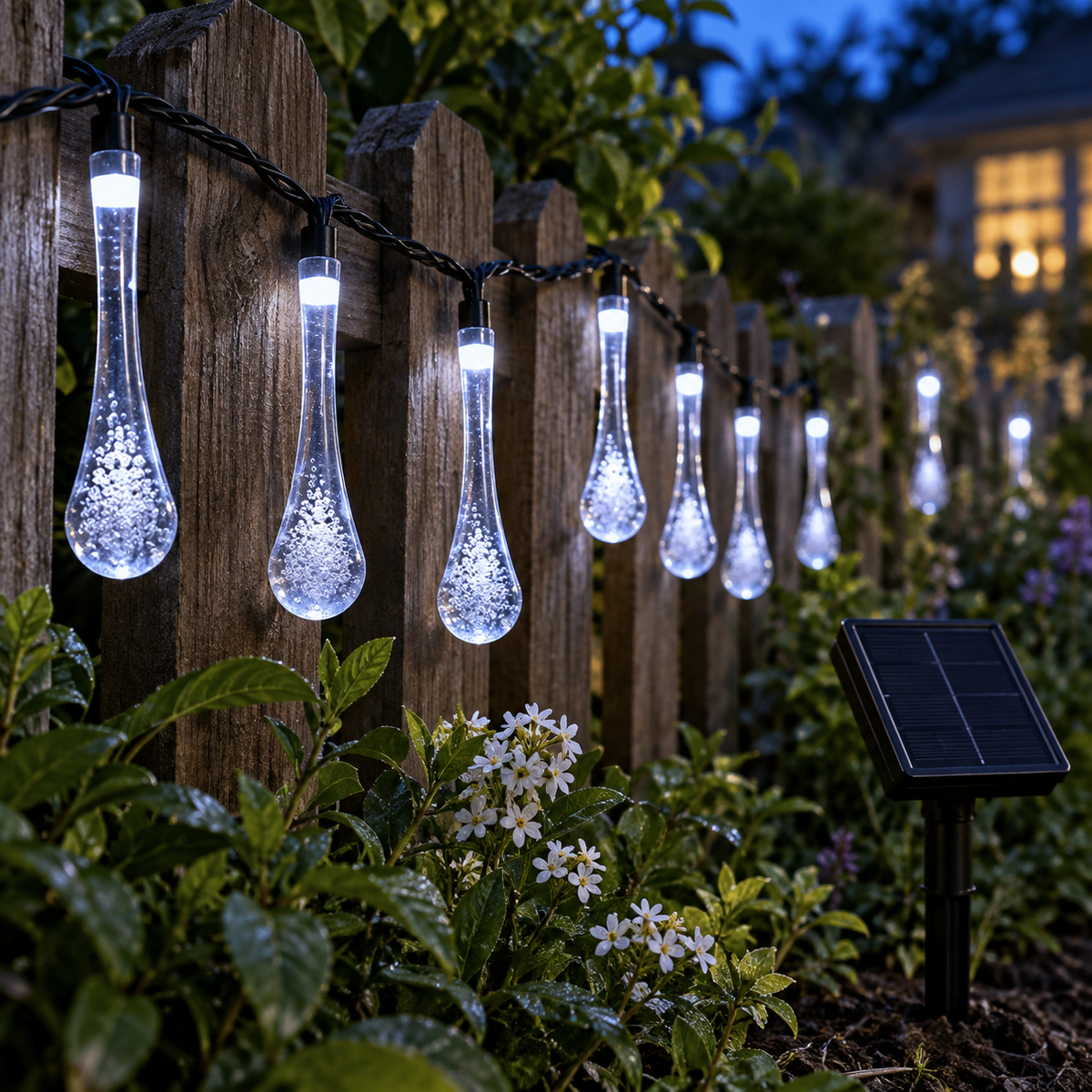 Solarne LED lampice Kapljice – 40 LED – primjer u ambijentu