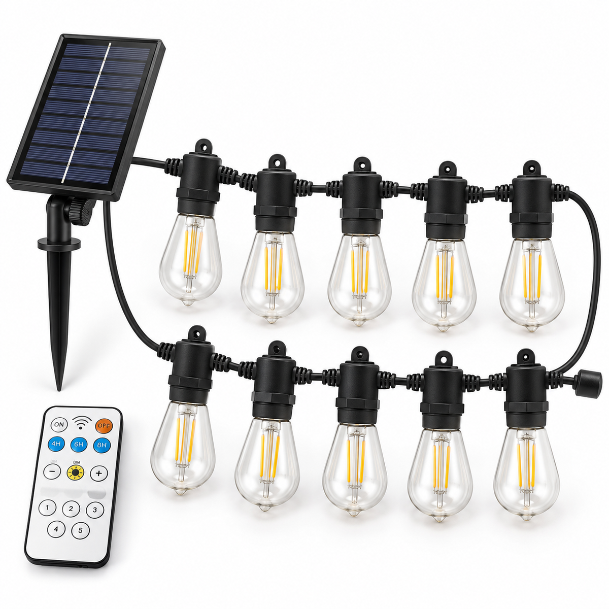 RIXME solarni lanac 10 m – 10 LED sijalica – studijski prikaz