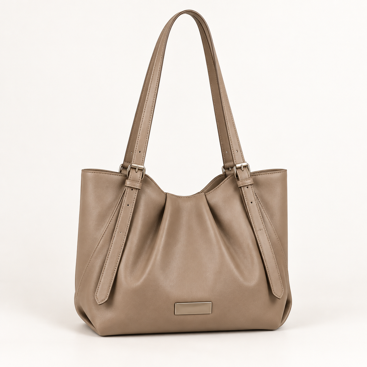 Ženska shopper torba s dugim ručkama 5665 — Taupe — studijska slika