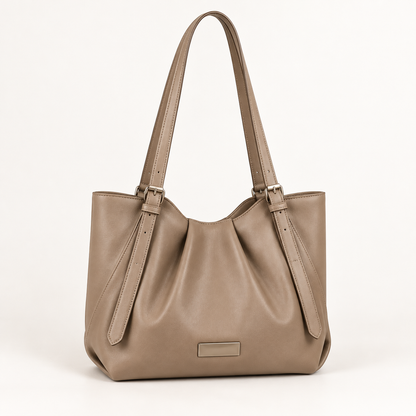 Ženska shopper torba s dugim ručkama 5665 — Taupe — studijska slika