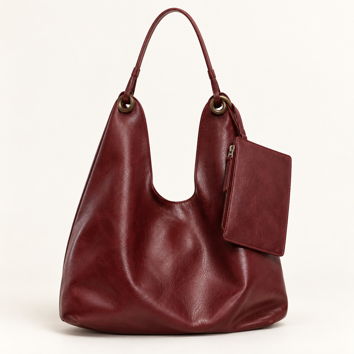 Ženska hobo torba s manjom torbicom 6815 — Bordo — studijska slika