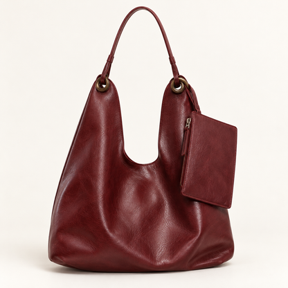 Ženska hobo torba s manjom torbicom 6815 — Bordo — studijska slika