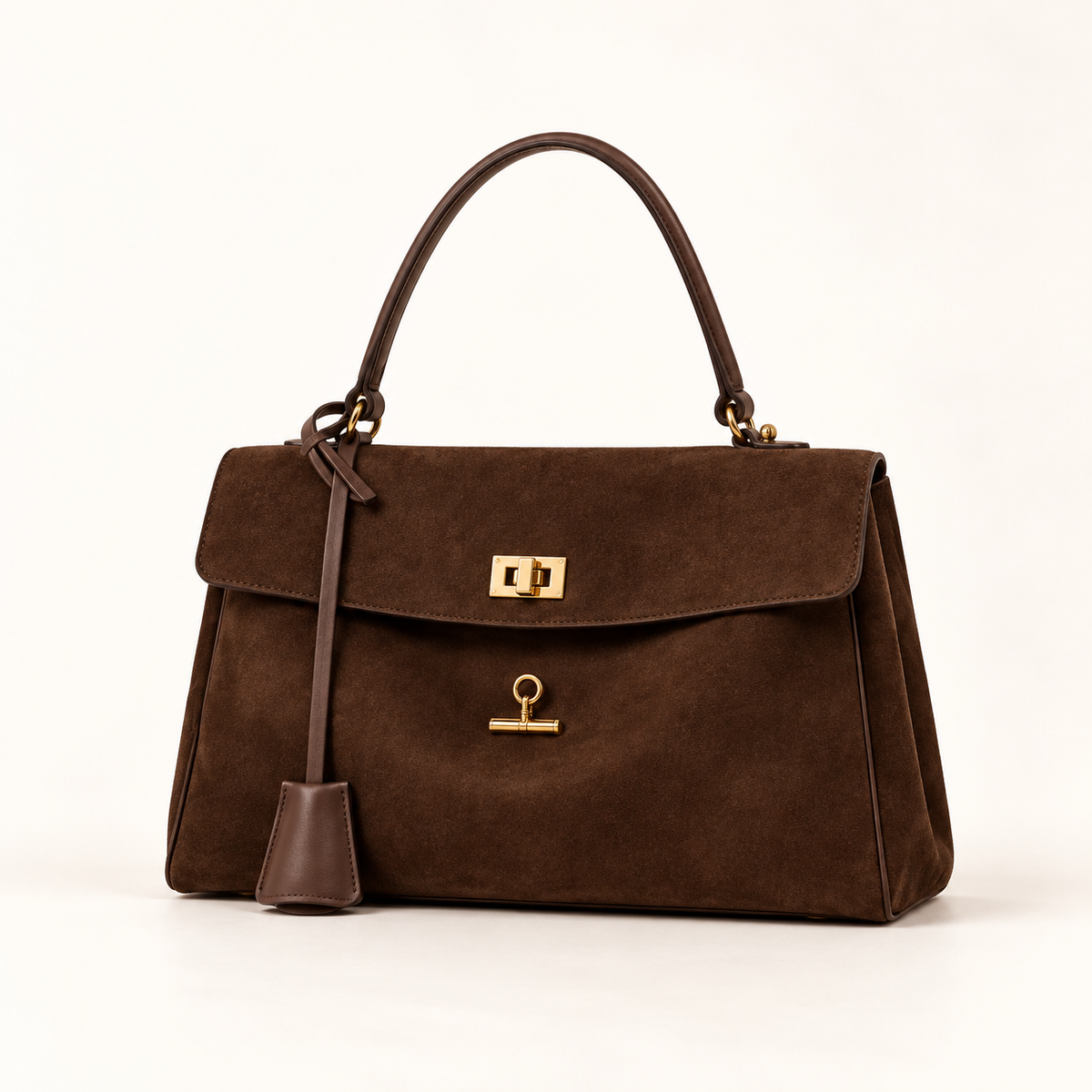 Elegantna ženska torba s preklopom A168628 — Tamnosmeđa — studijska slika