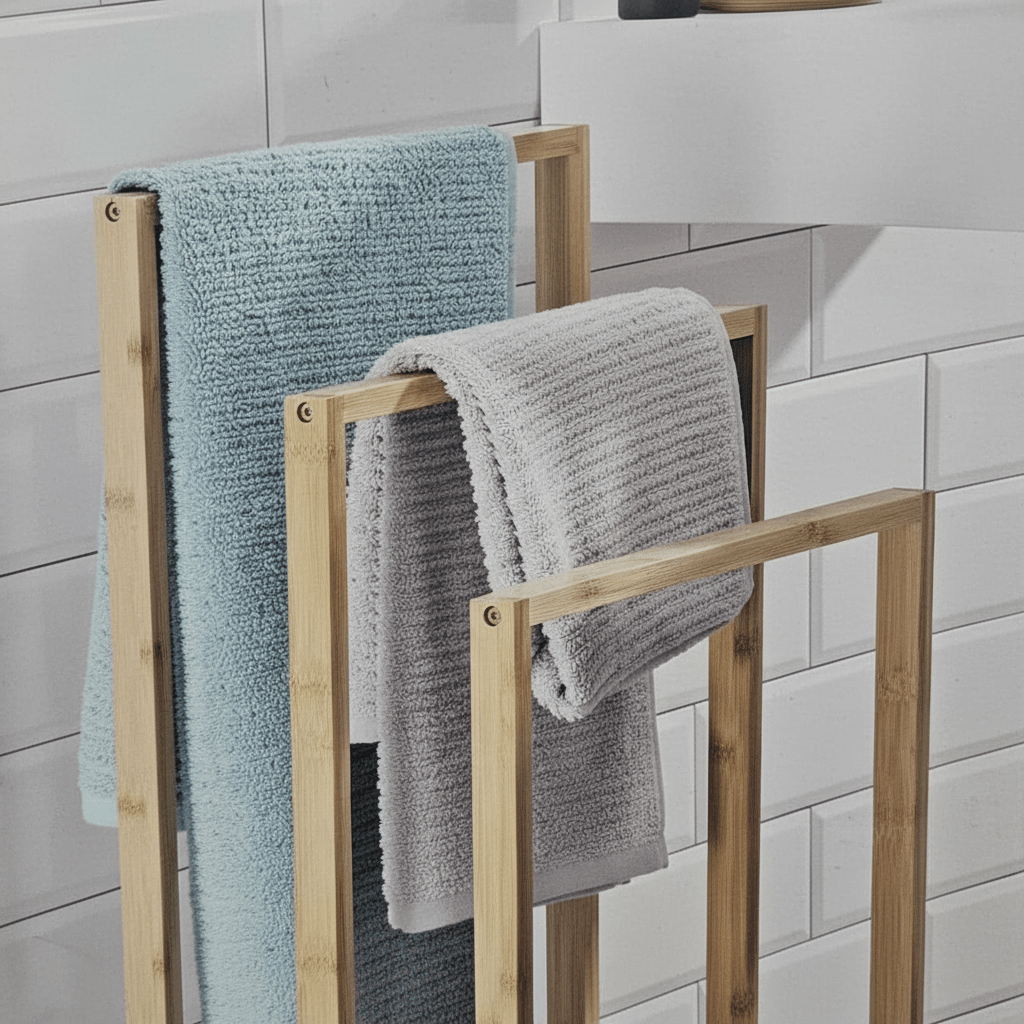 Bambusov Držač Ručnika - Elegantna Vješalica za Kupaonicu – Oprema za Kupaonicu – Univerzalna – slika 4