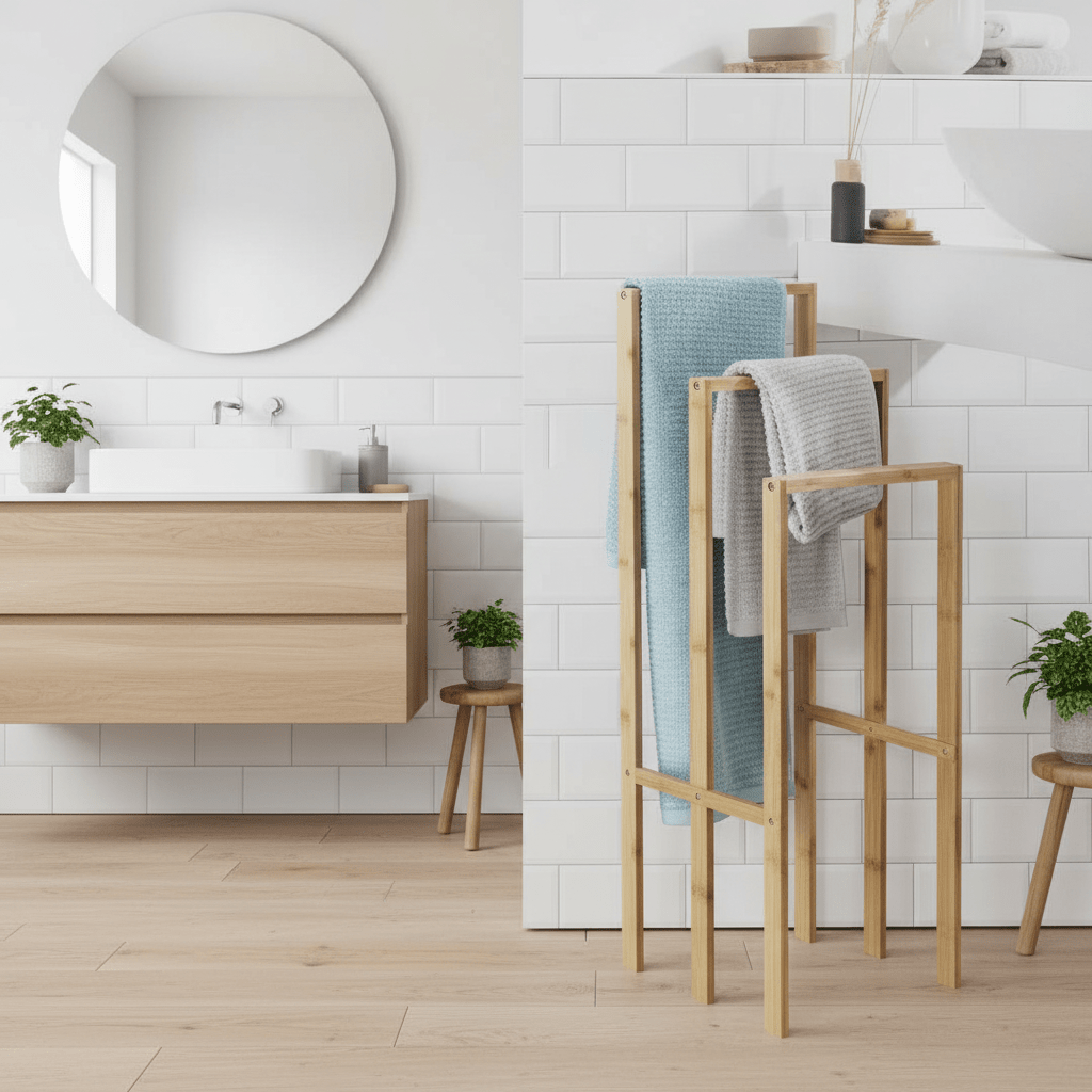 Bambusov Držač Ručnika - Elegantna Vješalica za Kupaonicu – Oprema za Kupaonicu – Univerzalna – slika 2