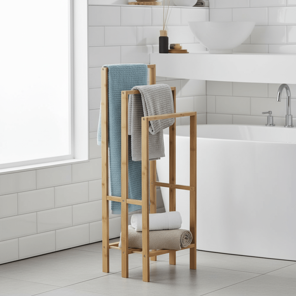 Bambusov Držač Ručnika - Elegantna Vješalica za Kupaonicu – Oprema za Kupaonicu – Univerzalna – slika 5