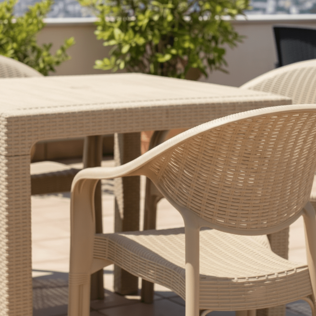 Baštenski Set Bambo 5/1 - 90x90cm – Baštenski Namještaj – Svijetlo bež – slika 4