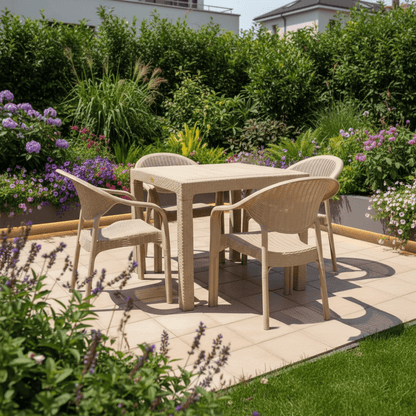 Baštenski Set Bambo 5/1 - 90x90cm – Baštenski Namještaj – Svijetlo bež – slika 3