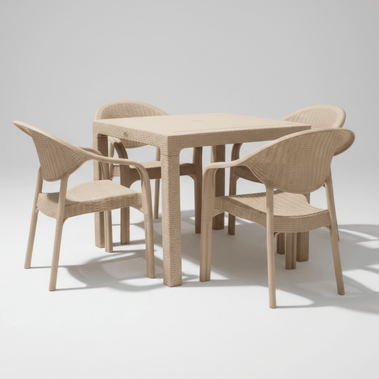 Baštenski Set Bambo 5/1 - 90x90cm – Baštenski Namještaj – Svijetlo bež – slika 1