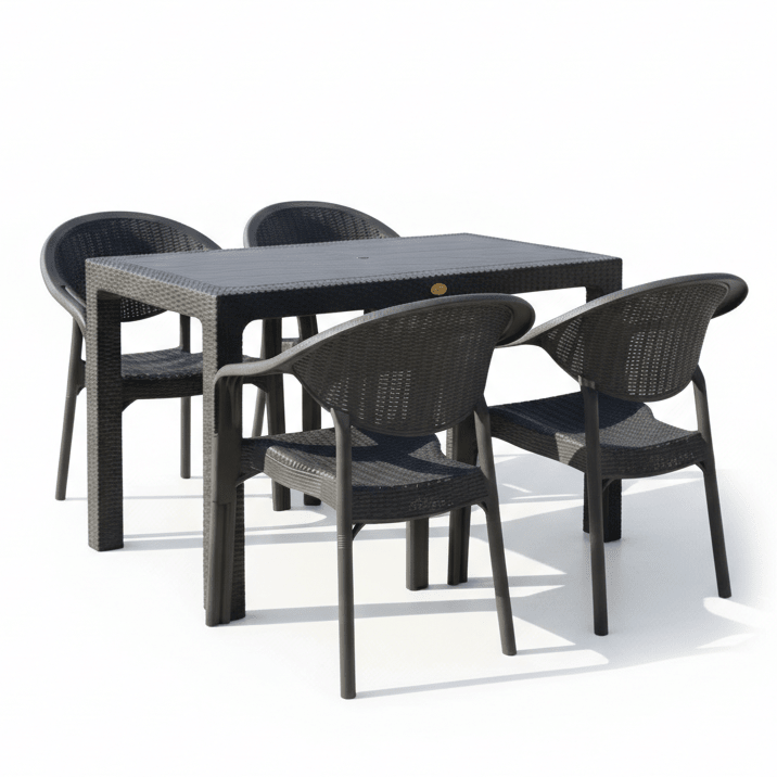 Baštenski Set Bambo 5/1 (Sto 70x120cm i 4 Stolice) – Baštenski Namještaj – Set 5/1 (Sto 70x120cm i 4 Stolice) Antracit – slika 1