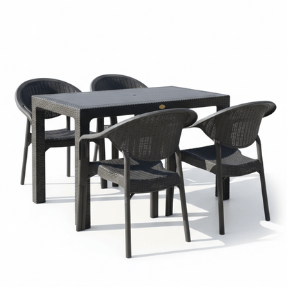 Baštenski Set Bambo 5/1 (Sto 70x120cm i 4 Stolice) – Baštenski Namještaj – Set 5/1 (Sto 70x120cm i 4 Stolice) Antracit – slika 1