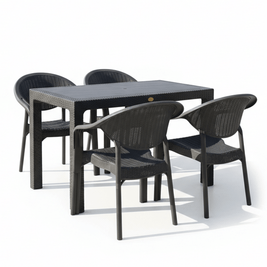 Baštenski Set Bambo 5/1 (Sto 70x120cm i 4 Stolice) – Baštenski Namještaj – Set 5/1 (Sto 70x120cm i 4 Stolice) Antracit – slika 1