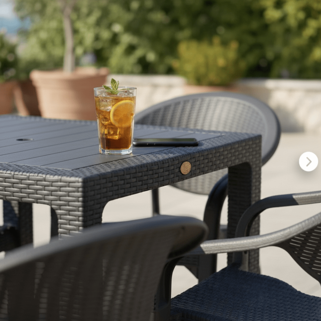 Baštenski Set Bambo 5/1 (Sto 70x120cm i 4 Stolice) – Baštenski Namještaj – Set 5/1 (Sto 70x120cm i 4 Stolice) Antracit – slika 4