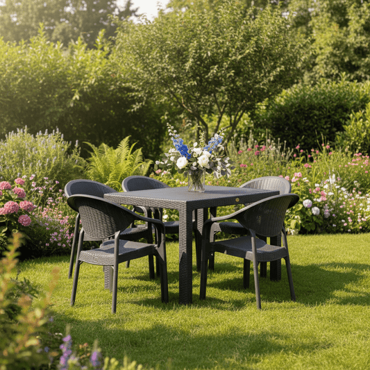 Baštenski Set Bambo 5/1 (Sto 70x120cm i 4 Stolice) – Baštenski Namještaj – Set 5/1 (Sto 70x120cm i 4 Stolice) Antracit – slika 2
