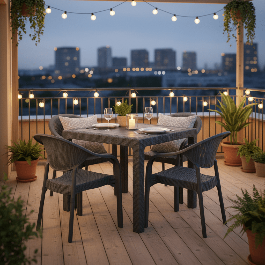 BAŠTENSKI SET Stol i 4 Stolice 90x90cm – Baštenski Namještaj – Tamno Siva – slika 2