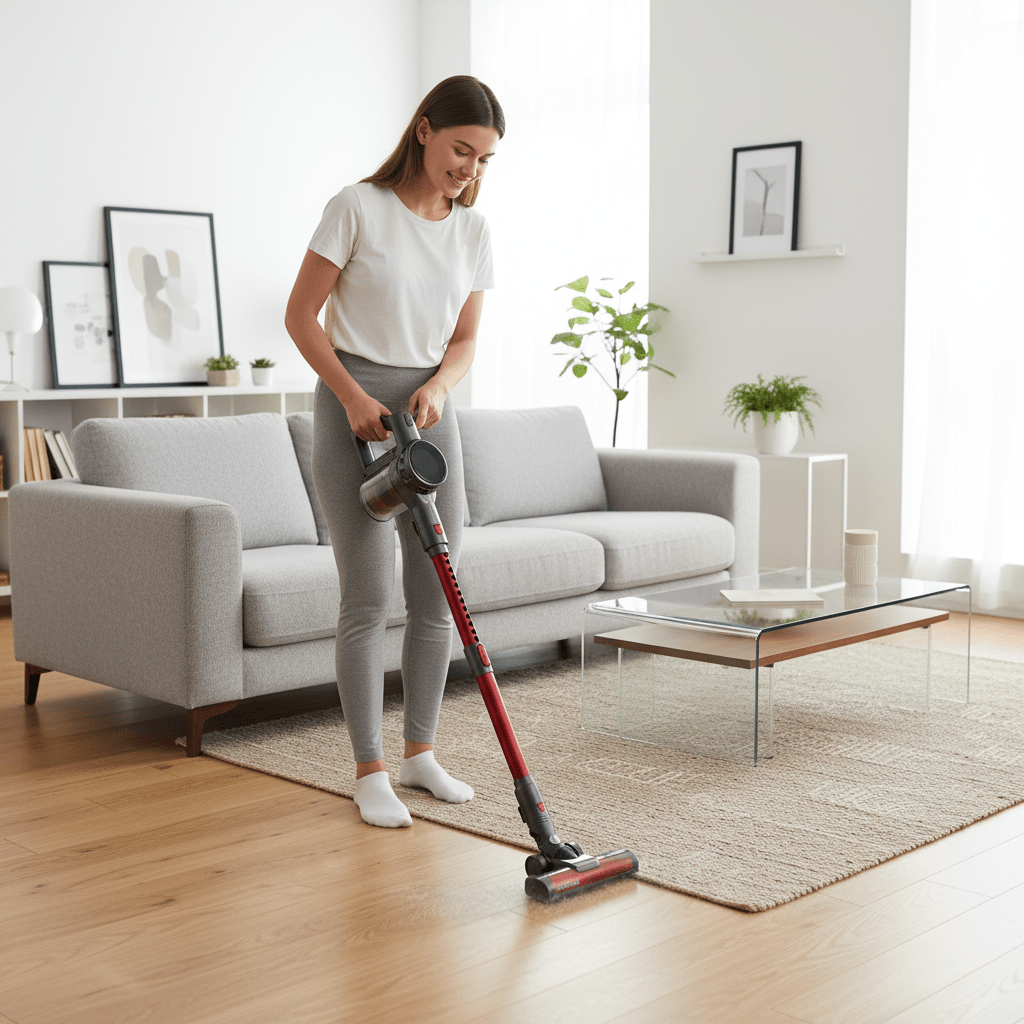 Bežični Štapni Usisavač s Ciklon Tehnologijom – Kućanski aparati – Crvena – slika 1