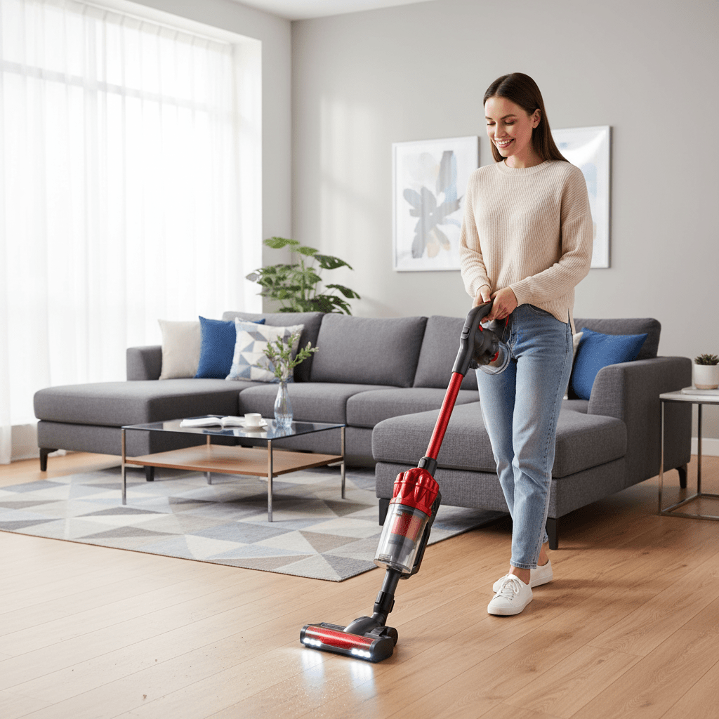 Bežični Štapni Usisavač s Ciklon Tehnologijom – Kućanski aparati – Crvena – slika 8