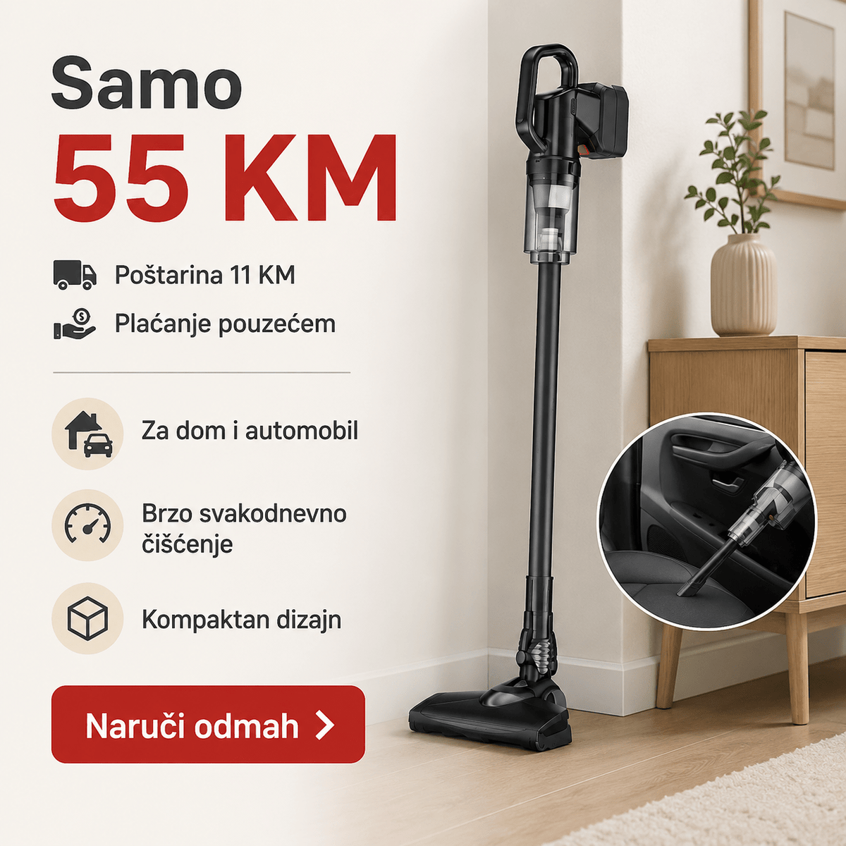 Bežični Usisavač 2u1 Model 6634 – Štapni i Ručni Usisavač za Dom i Automobil – Usisavači – – slika 8
