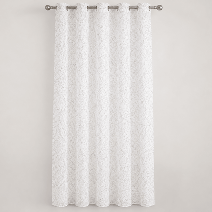 Bijela čipkasta zavjesa s obručima – 140 × 240 cm – Zavjese s čipkastim uzorkom – – slika 1