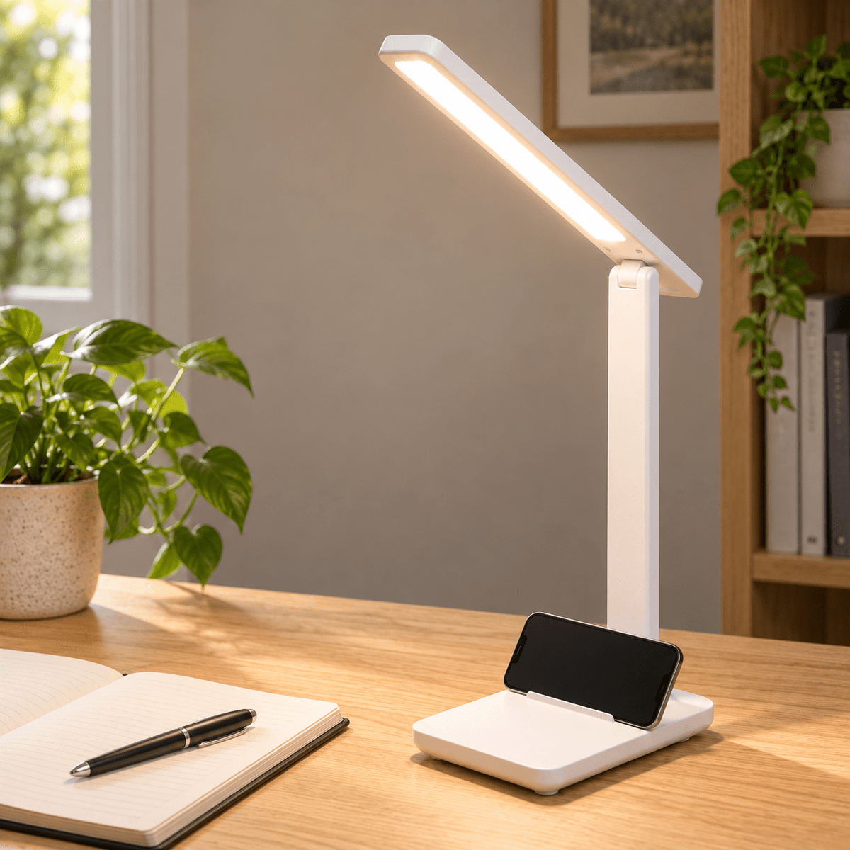 Bijela stolna lampa 8001 s postoljem za telefon – Stolne lampe 8001 – – slika 2