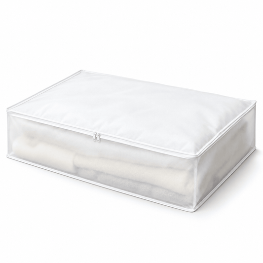 Bijela torba za odlaganje ispod kreveta – 80 × 45 × 15 cm – Bijele niske torbe za odlaganje – – slika 1
