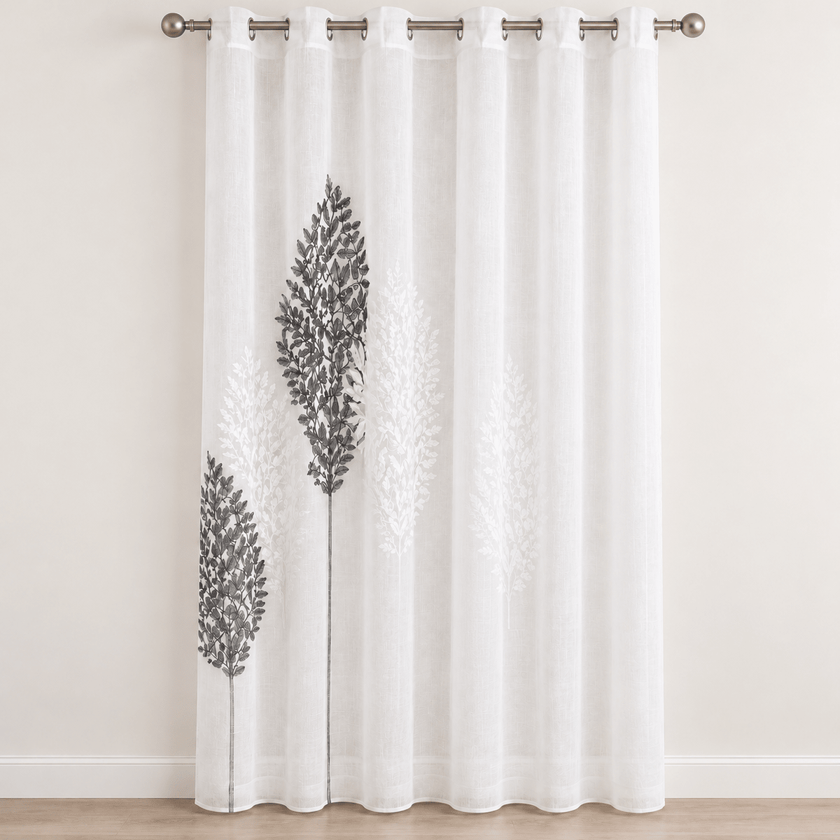 Bijela zavjesa sa sivim stablima 140 × 240 cm – Zavjese s motivom stabala – – slika 1