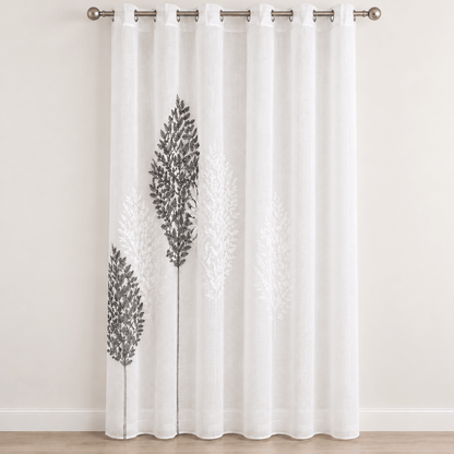 Bijela zavjesa sa sivim stablima 140 × 240 cm – Zavjese s motivom stabala – – slika 1