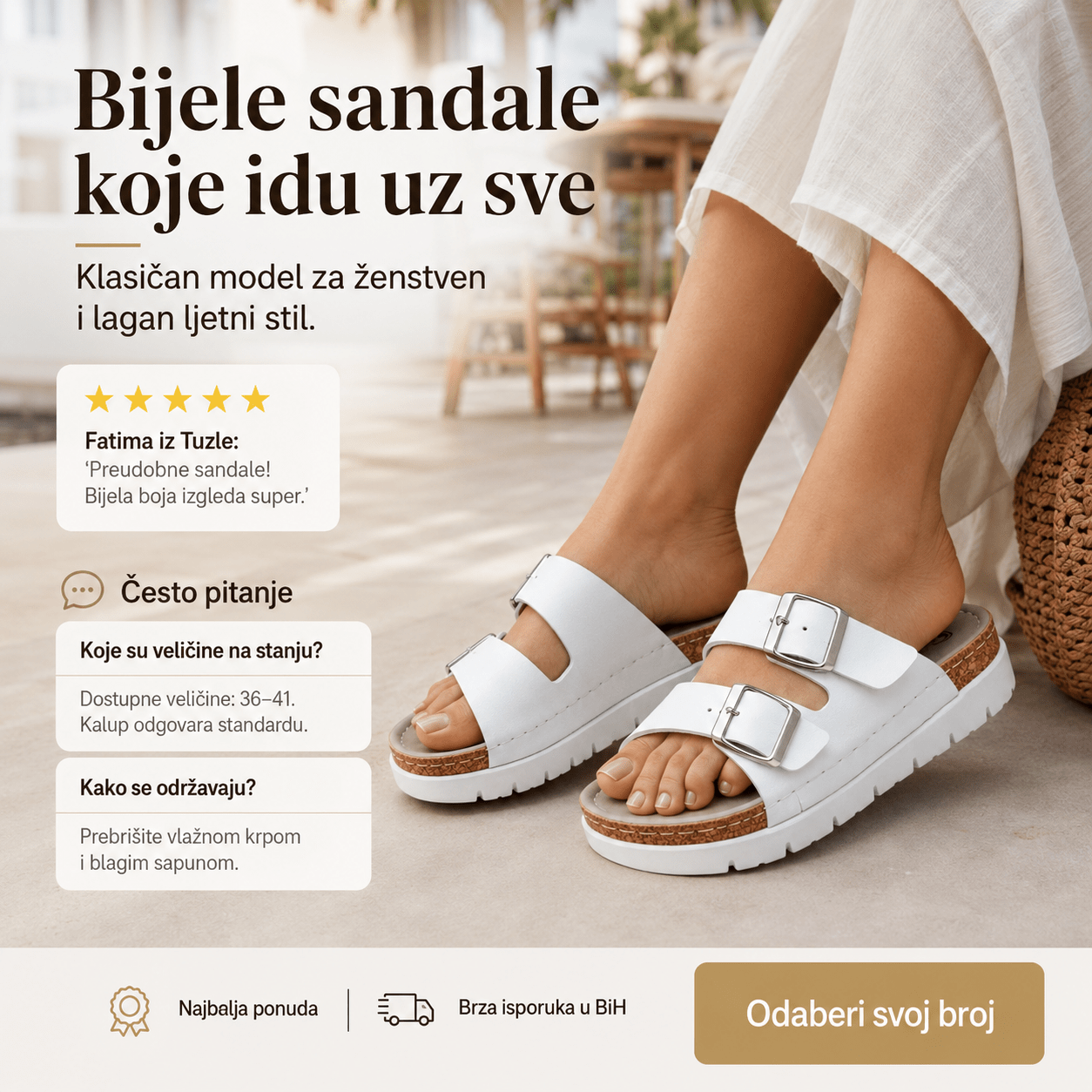Bijele Sandale sa Dva Remena – Obuća i Papuče – 37 – slika 8