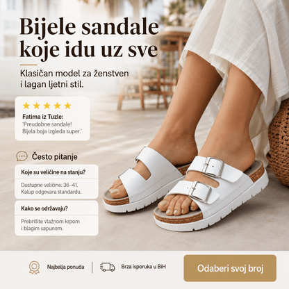 Bijele Sandale sa Dva Remena – Obuća i Papuče – 37 – slika 8