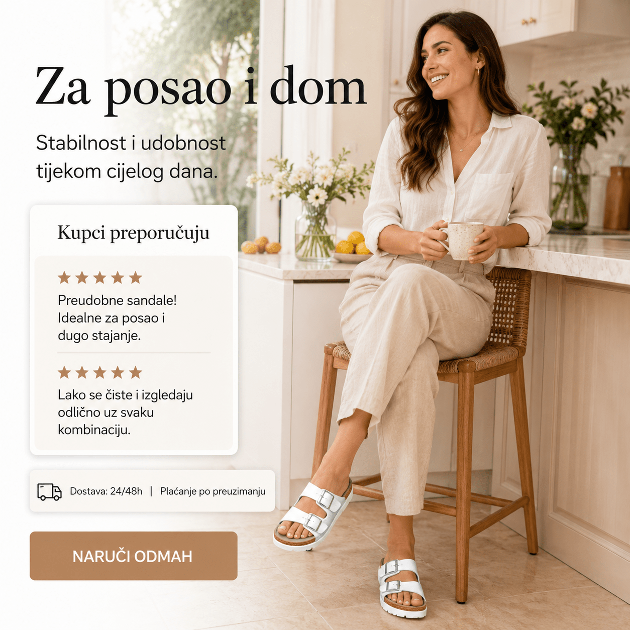 Bijele Sandale sa Dva Remena – Obuća i Papuče – 37 – slika 7
