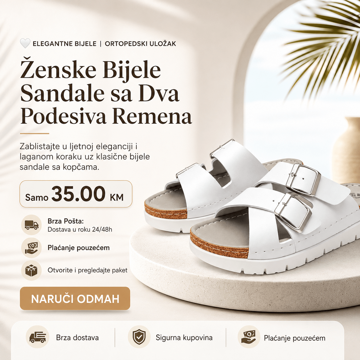 Bijele Sandale sa Dva Remena – Obuća i Papuče – 37 – slika 5